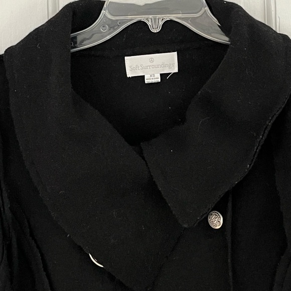 Soft Surroundings Black Double Breasted Boiled Wool Moto Jacket Size XS - Picture 3 of 16